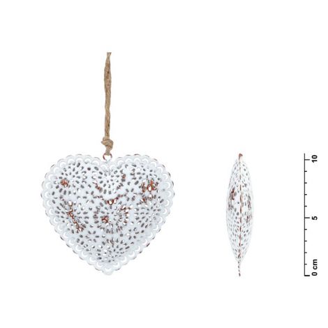 Zawieszka metalowa MFP Serce Białe, 10.5cm